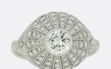 Art Deco Style 0.70 Carat Diamond Bombe Ring