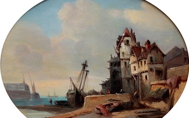 Attributed to Eugène Isabey (1803 - 1886) - French Harbour Scene