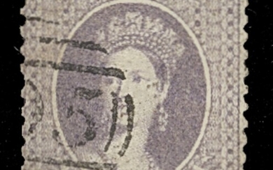 Bahamas 1862 No Watermark Perforated 13 6d. lavender-grey, a good used example with part "A05"...