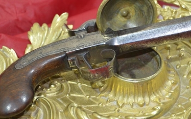 Belgium - Fabrique d'armes unies de Liège - pistolet de voyage dit pistolet a coffre - Pocket - Percussion - Pistol - 14 mm largeur du canon octagonalsuperbe damasse porte le poinçon B²&C