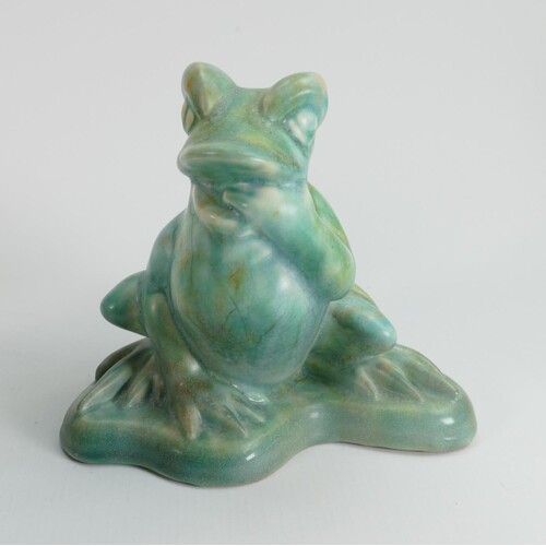Beswick Ware early Frog 368: in green crackled glaze.