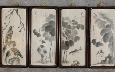 Birds & Flowers Paper Scroll set by Ba Da Shan Ren