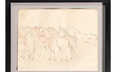 Black Horse (Northern Cheyenne, 19th century) Ledger Drawing, Double-Sided