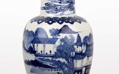 Blue and white vase Chinese, 19th Century with an extensive...