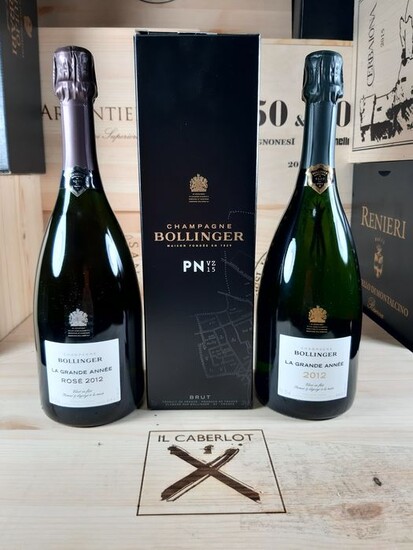 Bollinger; PN VZ 15 Blanc de Noirs x 1,2012 La Grande AnnéeRose & 2012 La Grande Année - Champagne Brut - 3 Bottles (0.75L)