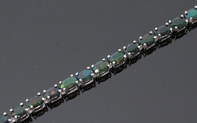 Bracelet with black opal full flash, 925 silver.