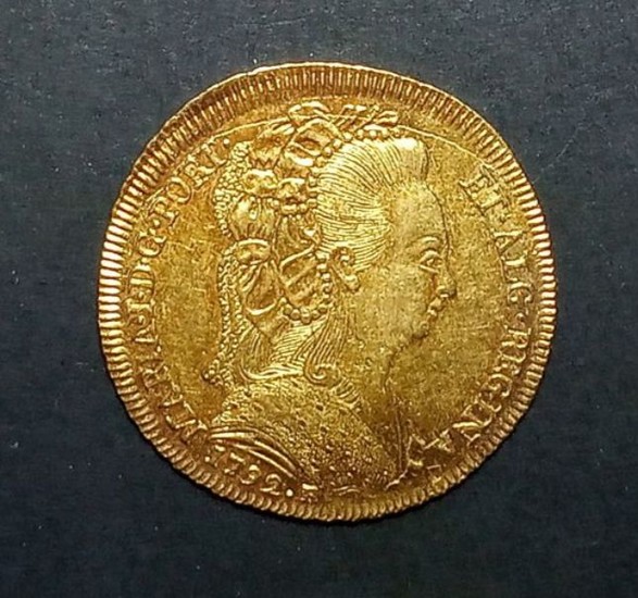 Brazil, Portugal - Monarquia - D. Maria I (1786-1799) - Peça (6.400 Reis)1792 R - Rio de Janeiro- Gold
