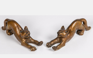 Bronze Cat Form Stands