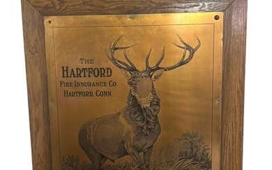Bronze Plaque in Wooden Frame "The Hartford Fire Insurance Company" - 20" x 20"