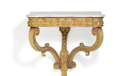 Burchard Precht, attributed:: : A Swedish Baroque wall console. Stockholm, early 18th century. H. 79 cm. W. 94 cm. D. 68 cm. – Bruun Rasmussen Auctioneers of Fine Art