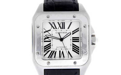 CARTIER - a gentleman's stainless steel Santos XL wrist watch.
