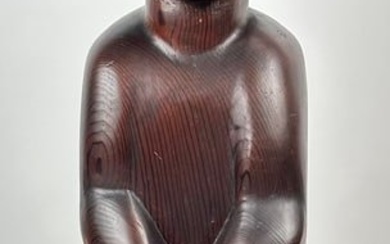 CARVED HARDWOOD FIGURE OF A WOMAN 20th Century Height 33".