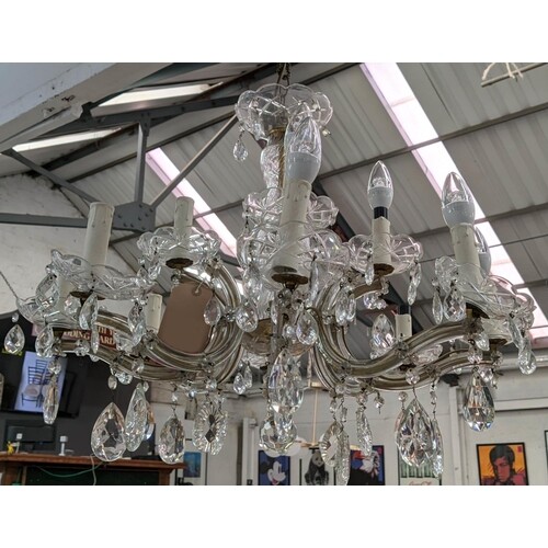CHANDELIER, twelve branch, cut glass and gilt metal, 96cm dr...
