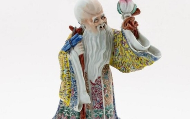CHINESE FAMILLE ROSE PORCELAIN FIGURE OF SHOULAO