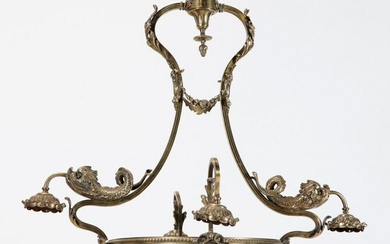 CONTINENTAL BRONZE CHANDELIER WITH DOLPHINS C.1900