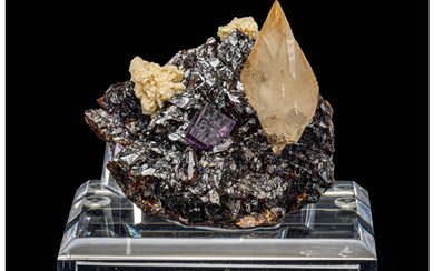 Calcite, Fluorite on Sphalerite Elmwood Mine, Carthage, Smith County,...