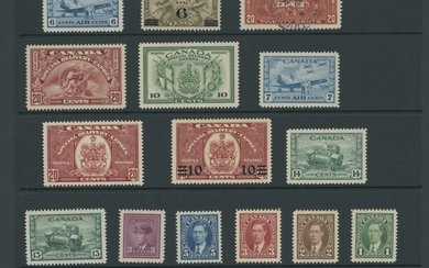 Canada 1914-43 mint collection of stamps (19) graded 95 or above, most with perfect centring...