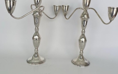 Candelabras- Tall sterling silver 2 arms & 3 lights candelabra/Holders (2) - .925 silver - Duchin Creation - USA - Mid 20th century