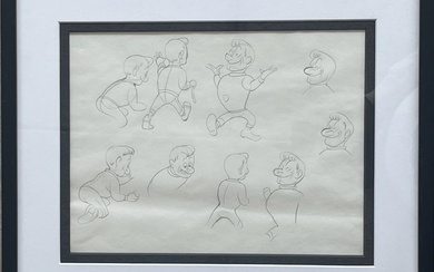 Carl Barks - 1 Framed original drawing - Pip Squeeks - 1952