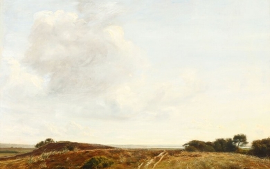 Carl Holsøe: Landscape with a path winding through a hilly landscape. Signed C. Holsøe. Oil on canvas. 64×85 cm.