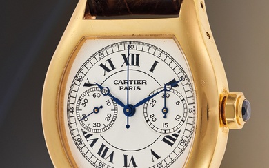 Cartier, Ref. 2356 A rare, and fine yellow gold single-button chronograph wristwatch