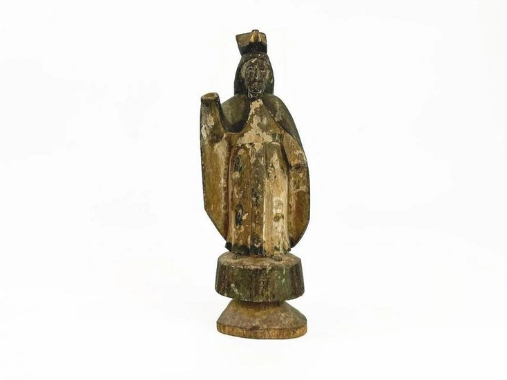 Carved and Painted Wood Religious Figure