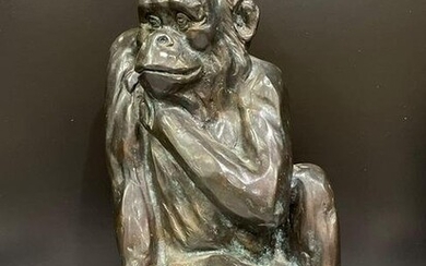 Cast Bronze Sculpture of a Chimpanzee