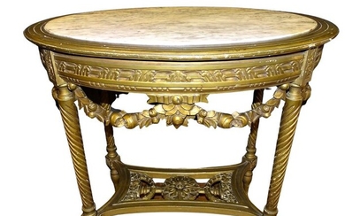 Centre table - Louis XVI Style - Gilt, Marble, Wood - late 19th / early 20th century