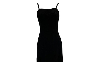 Chanel 1994 Black Boucle Wool Thin Strap Dress S40.