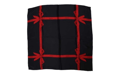 Chanel Logo Ribbon Gift Wrap Silk Print Scarf