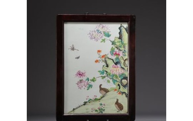 China - Famille rose porcelain plate decorated with quails.
