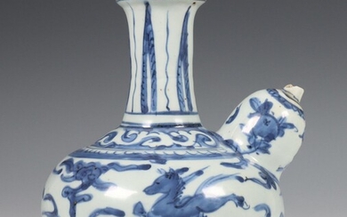 China, blauw-wit porseleinen ghendi, Wanli