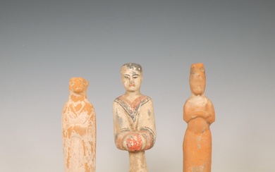 China, three pottery figures, possibly Han dynasty (206 BC-220 AD)