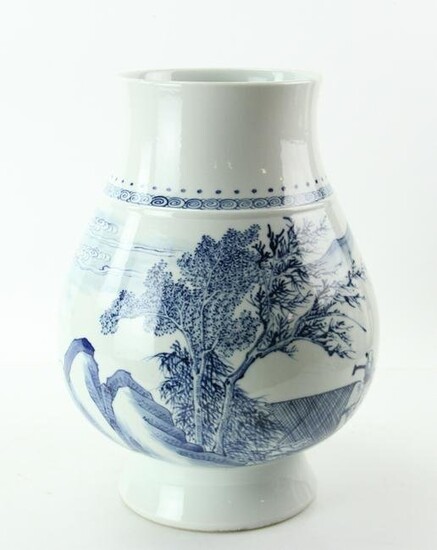 Chinese Blue and White Zun Vase Qing Kangxi
