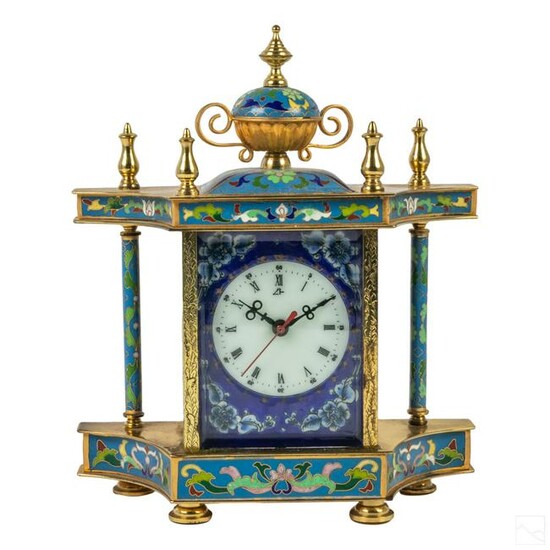 Chinese Cloisonne and Enamel Mantel Carriage Clock
