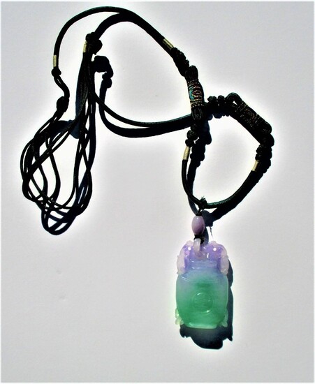 Chinese Lavender and Apple Green Jade Pendant FR3SH