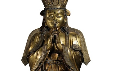 Chinese Ming Dynasty gilt bronze Avalokitesvara sitting statue