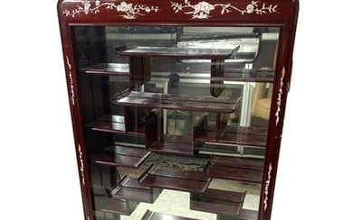 Chinese Mother of Pearl Inlaid Hardwood Display Cabinet
