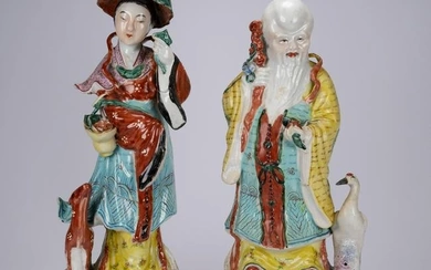 Chinese Porcelain Immortals Staues Pair
