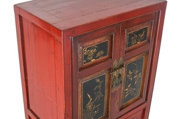 Chinese Red Lacquer Low Chest