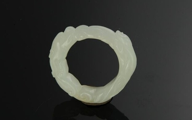 Chinese White Jade Dragon Ring, 18th Century