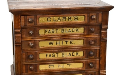 Clarks Oak Six Drawer Spool Cabinet