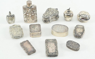 Collection of 12 antique silver and sterling silver