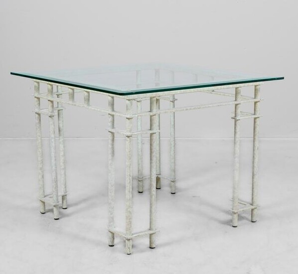 Contemporary metal and glass top side table