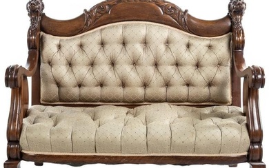 Continental Tufted Carved Settee