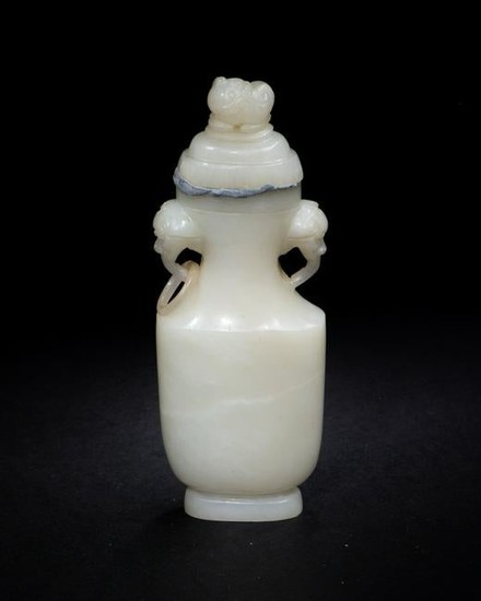 Covered Chinese Carved Jade Vase, 19th Century