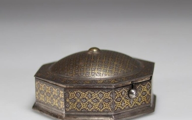 Covered box Persia silver inlay