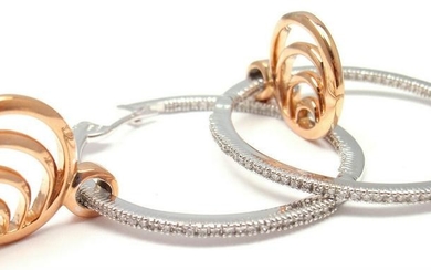 Damiani 18k Rose/White Gold Diamond Hoop Earrings