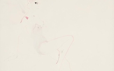 David Downton, British 1959- Fashion illustration, 2005; ink and gouache on paper, signed and dated lower right '05', 44.8 x 36.7 cm (ARR) Note: these works were commissioned by jewellery designer Theo Fennell for an advertising campaign in 2005...