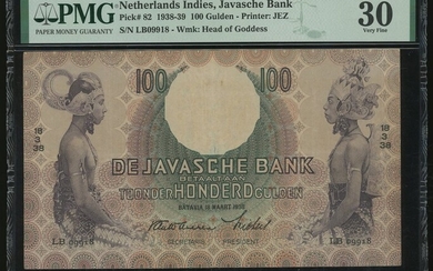 De Javasche Bank, 100 Gulden, 18.3.1938, serial number LB09918, (Pick 82)
